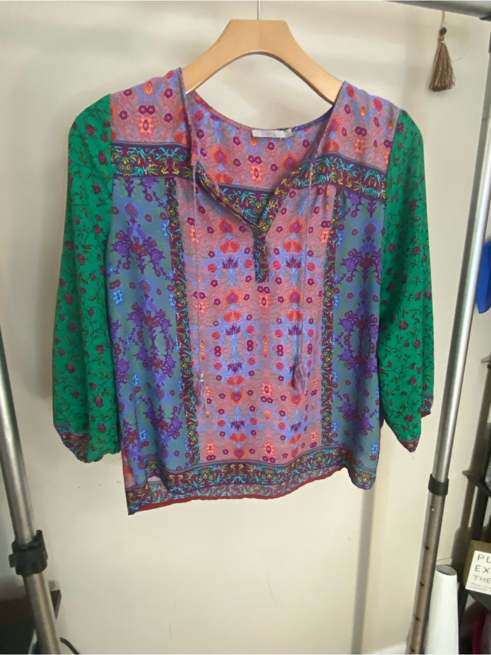 Boho patchwork tassel tie blouse| Peasant colorful| cottagecore Indie inspired